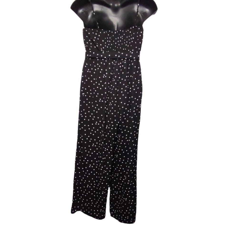 Trixxi Polka Dot Sleeveless Adjustable Straps Belted Jumpsuit Black White XL - Picture 4 of 10